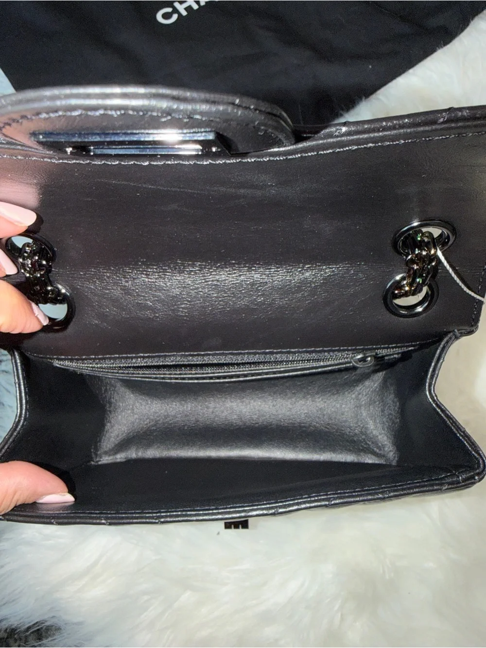 CHANEL SO BLACK REISSUE 2.55 FLAP CHEVRON AGED CALFSKIN MINI
